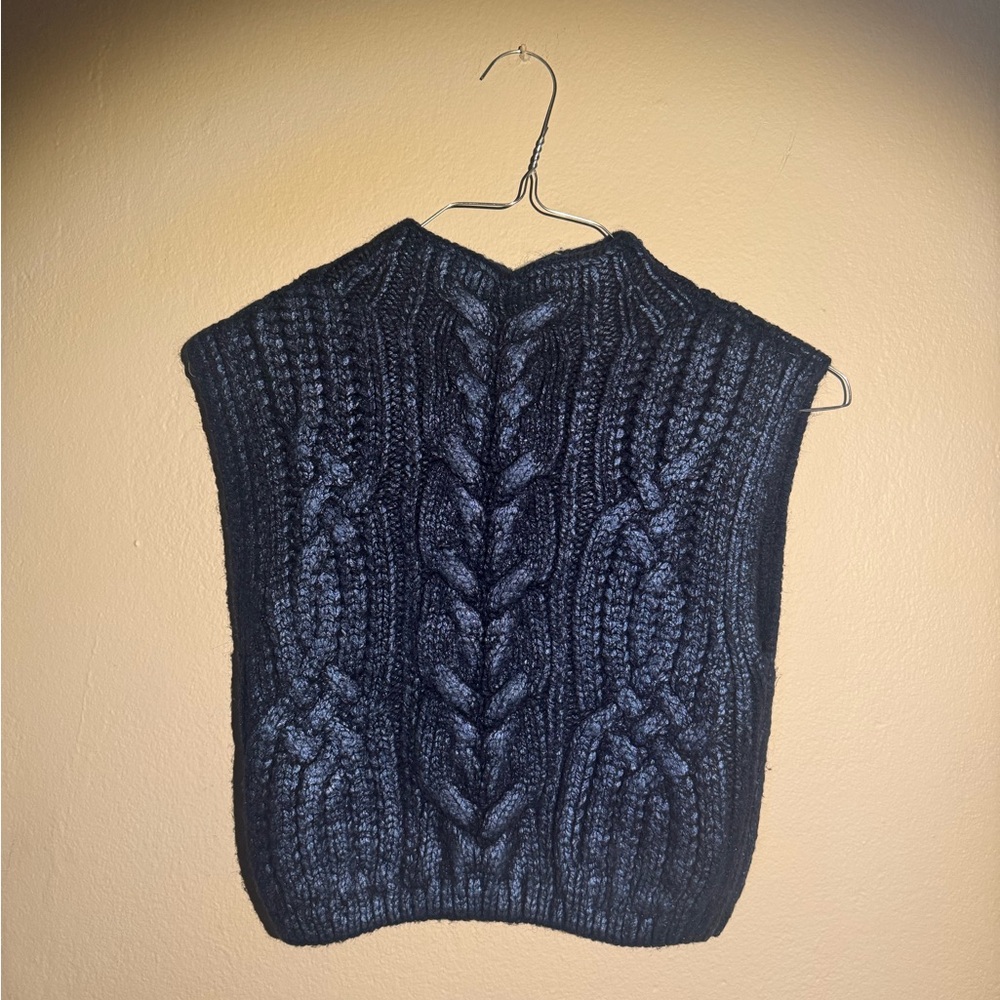 Zara Blue Cable Knit Poncho